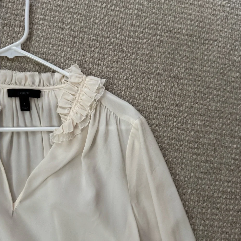 J. Crew Ruffleneck Top 365 Crepe Sz. 6 - Picture 6 of 10